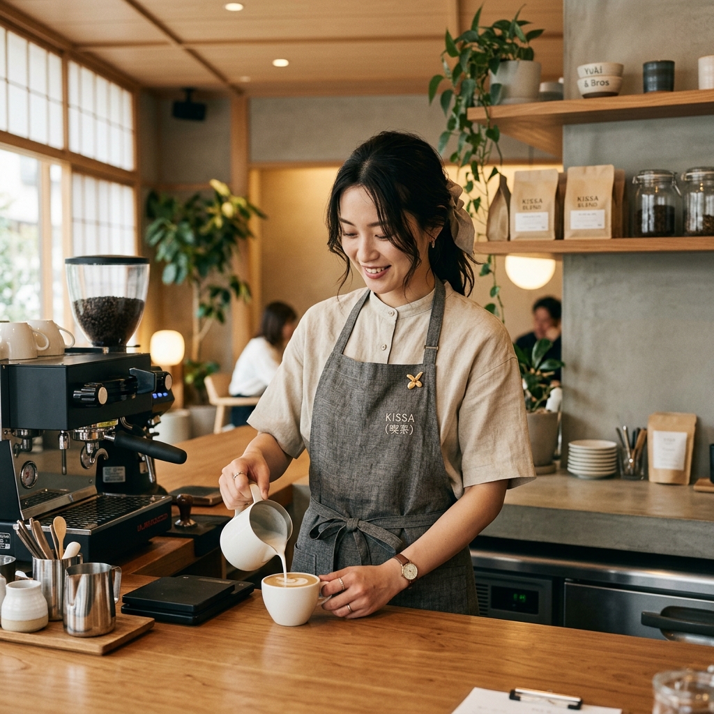カフェ ユニフォームの着用イメージ